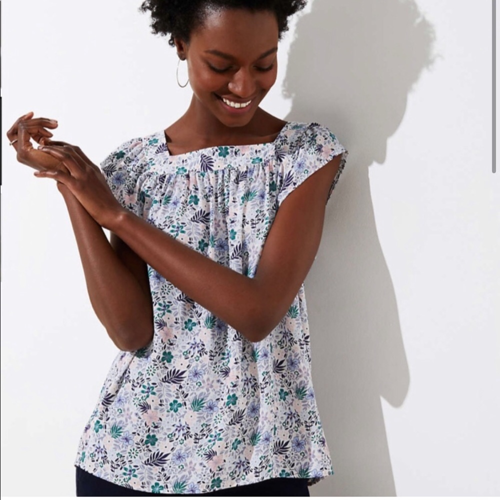 Loft Square Neck Floral Blouse - size M